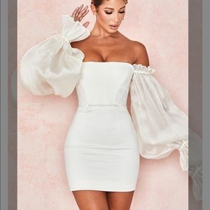 House of cb Marisa ivory satin corset dress